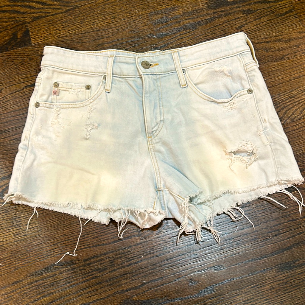 Ag Denim Jean Cut Off Shorts Lt Blue Sz 25